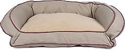 Carolina Pet GreenDog Checkered Wave Bolster Dog Bed, Wavy Tan, Small
