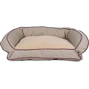Carolina Pet GreenDog Checkered Wave Bolster Dog Bed, Wavy Tan, Small