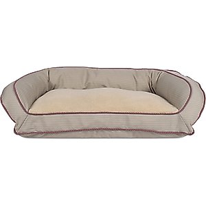 Carolina Pet GreenDog Checkered Wave Bolster Dog Bed, Wavy Tan, Medium