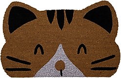 Huntley Pet Cat Print Natural Coir Doormat, Anti-Slip Backing, Tan, 17 x 30-in