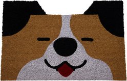 Huntley Pet Dog Print Natural Coir Doormat, Anti-Slip Backing, Tan, 17 x 30-in