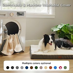 Bedsure Orthopedic Waterproof Dog & Cat Bed with Sherpa & Oxford Fabric Removable Cover, Grey, Large