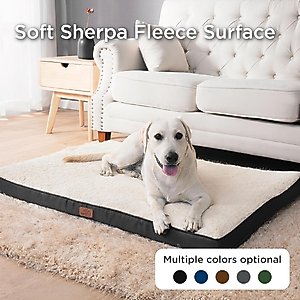 Bedsure Orthopedic Waterproof Dog & Cat Bed with Sherpa & Oxford Fabric Removable Cover, Grey, Large