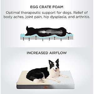 Bedsure Orthopedic Waterproof Dog & Cat Bed with Sherpa & Oxford Fabric Removable Cover, Grey, Large