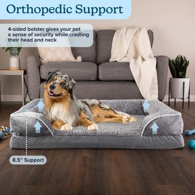 Show full view: Pet Adobe Orthopedic Dog Bed with Bolster, Gray, X-Large slide 2 of 8