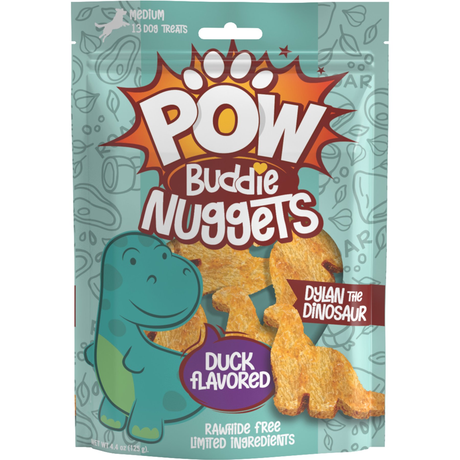 Fieldcrest Farms Pow Buddie Nuggets Dino Duck Flavor Dog Treats, 13 count