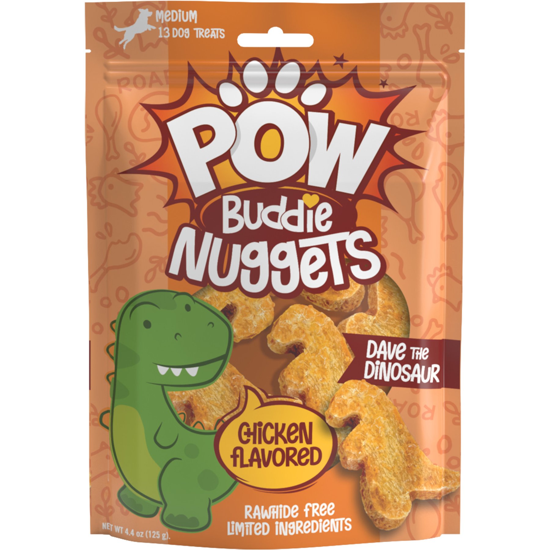 Fieldcrest Farms Pow Buddie Nuggets Dino Chicken Flavor Dog Treats, 13 count