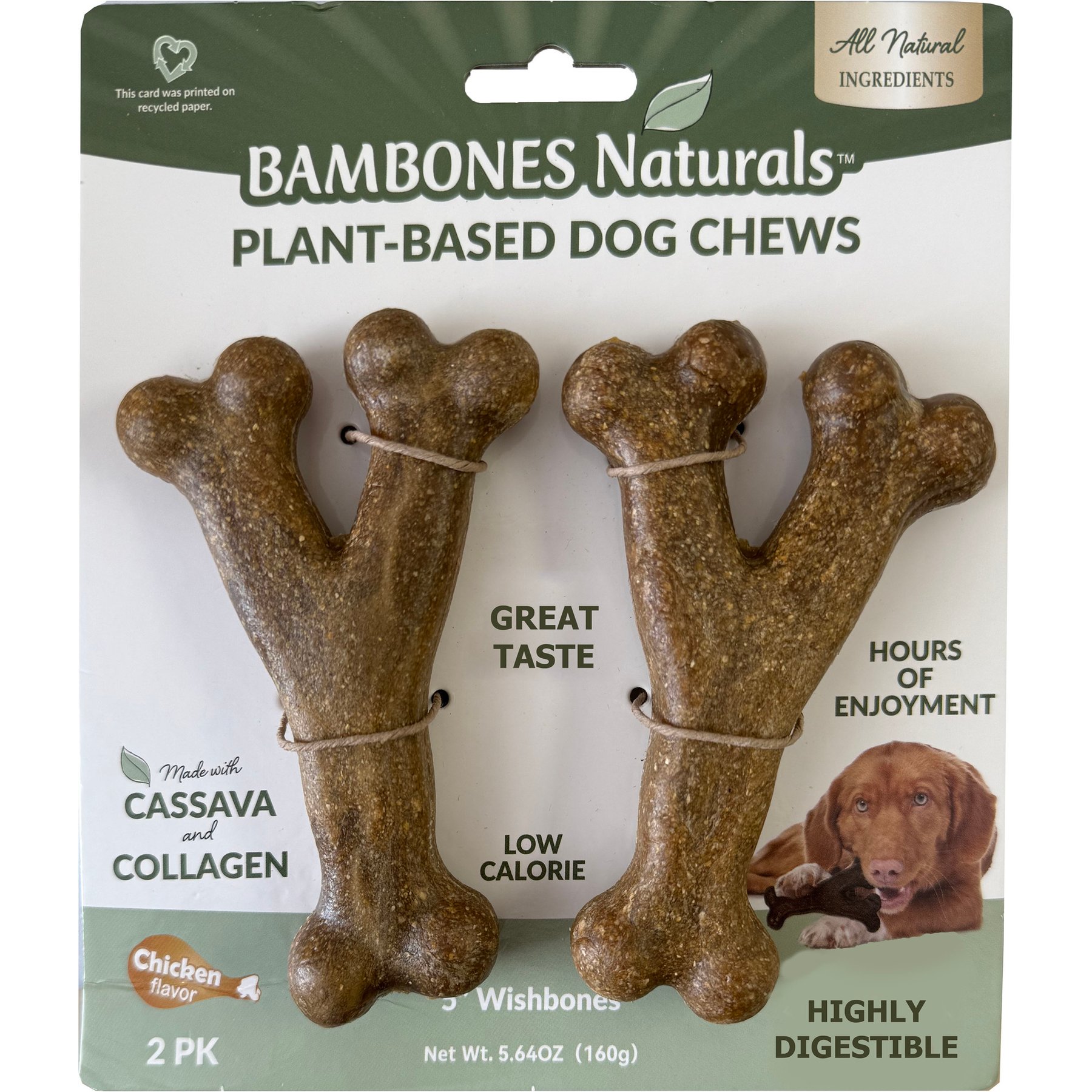 Fieldcrest Farms Bambones Natural Wishbone 5-inch Dog Chews, 2 count