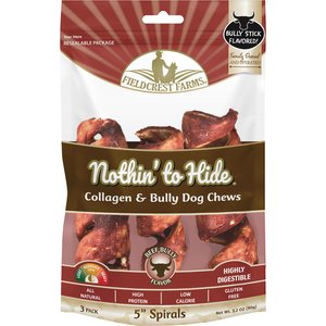 Fieldcrest Farms Nothin' To Hide Spirals 5-inch Bully Dog Chews, 3 count