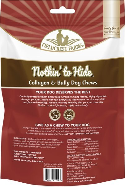 Fieldcrest Farms Nothin' To Hide Spirals 3-inch Bully Dog Chews