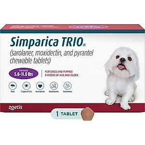 Simparica Trio Chewable Tablet for Dogs, 11.1-22.0 lbs, (Caramel Box)