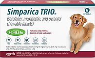 Simparica Trio Chewable Tablet for Dogs, 44.1-88 lbs, (Green Box), 6 Chewable Tablets (6-mos. supply)