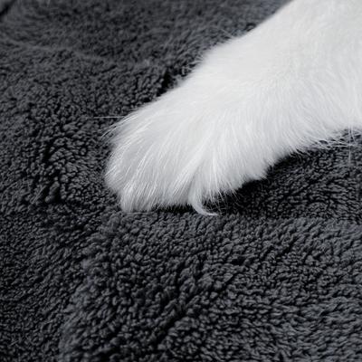 Show full view: Allisandro Plush Fleece Checkered Dog & Cat Blanket, Dark Grey, Large slide 6 of 6