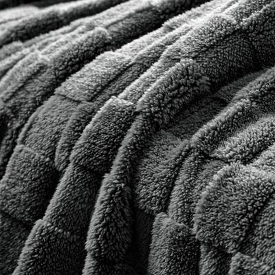 Show full view: Allisandro Plush Fleece Checkered Dog & Cat Blanket, Dark Grey, Large slide 3 of 6