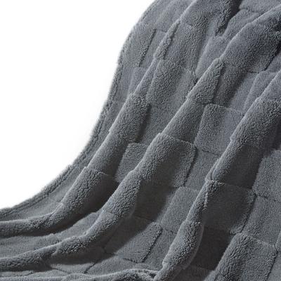 Show full view: Allisandro Plush Fleece Checkered Dog & Cat Blanket, Dark Grey, Large slide 5 of 6