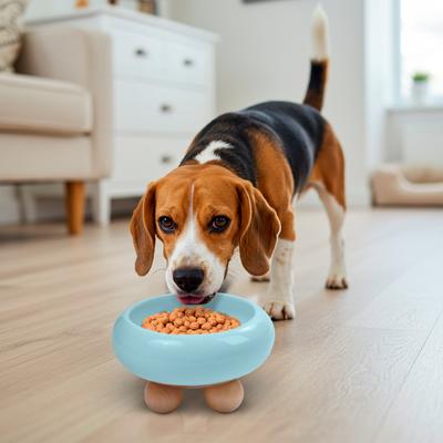 Show full view: P.T. Supply Co. Elevated Bubble Shaped Stoneware Elevated Dog & Cat Bowl, Blue slide 8 of 8