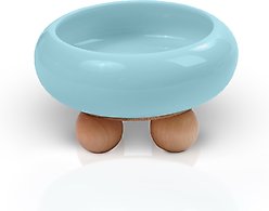 P.T. Supply Co. Elevated Bubble Shaped Stoneware Elevated Dog & Cat Bowl, Blue
