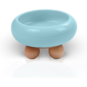 P.T. Supply Co. Elevated Bubble Shaped Stoneware Elevated Dog & Cat Bowl, Blue