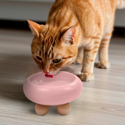 Show full view: P.T. Supply Co. Elevated Bubble Shaped Stoneware Elevated Dog & Cat Bowl, Pink slide 7 of 9