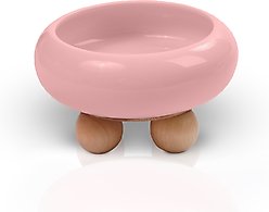 P.T. Supply Co. Elevated Bubble Shaped Stoneware Elevated Dog & Cat Bowl, Pink