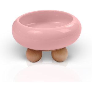 P.T. Supply Co. Elevated Bubble Shaped Stoneware Elevated Dog & Cat Bowl, Pink