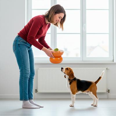 Show full view: P.T. Supply Co. Orange Shaped Stoneware Elevated Dog & Cat Bowl, Orange slide 7 of 9