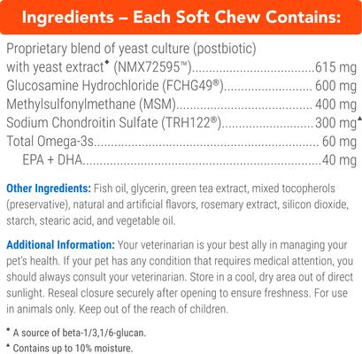 Show full view: Nutramax Cosequin Joint Health with Multifunctional Support Soft Chews Supplement for Dogs, 90 count slide 9 of 12