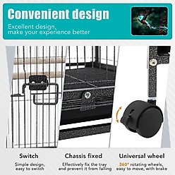 Savpee 30-in Wrought Iron Parrot Cage with Rolling Stand, Black slide 2 of 4