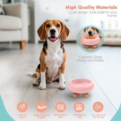 Show full view: P.T. Supply Co. Elevated Bubble Shaped Stoneware Elevated Dog & Cat Bowl, Pink slide 5 of 9