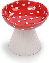 P.T. Supply Co. Mushroom Shaped Stoneware Elevated Dog & Cat Bowl, Red