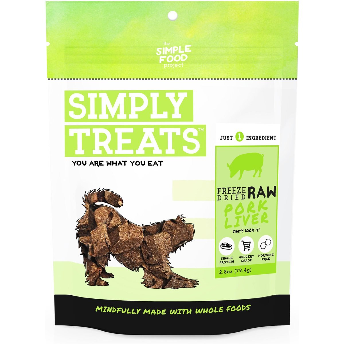 Simple Food Project Pork Liver Freeze-Dried Dog Treats, 2.8-oz