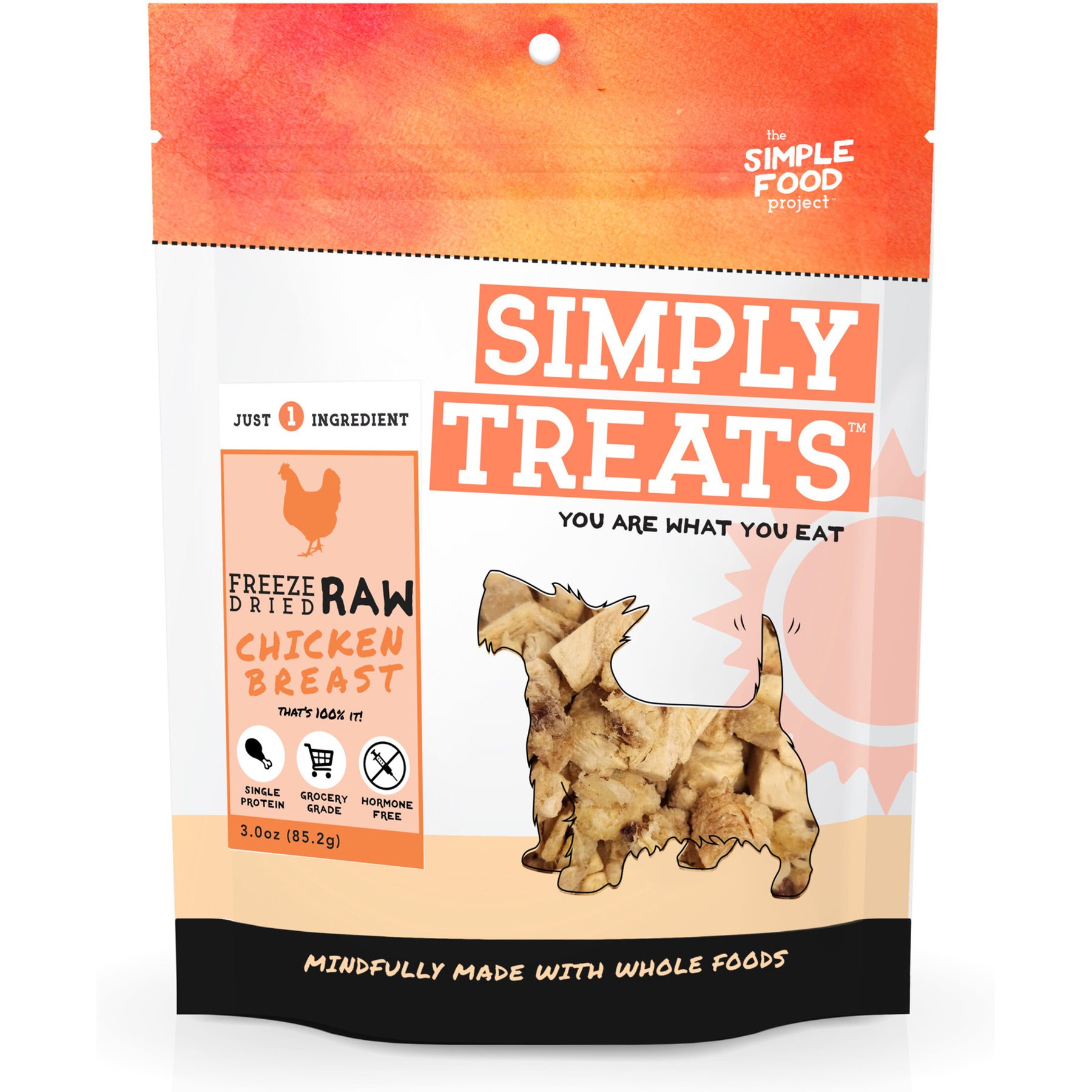 Simple Food Project Chicken Breast Freeze-Dried Dog Treats, 3-oz