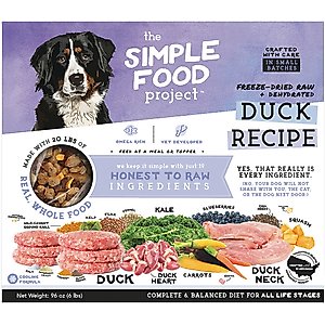 Simple Food Project Duck Recipe Freeze-Dried Dog Food, 6-lb box