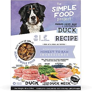 Simple Food Project Duck Recipe Freeze-Dried Dog Food, 3-lb box