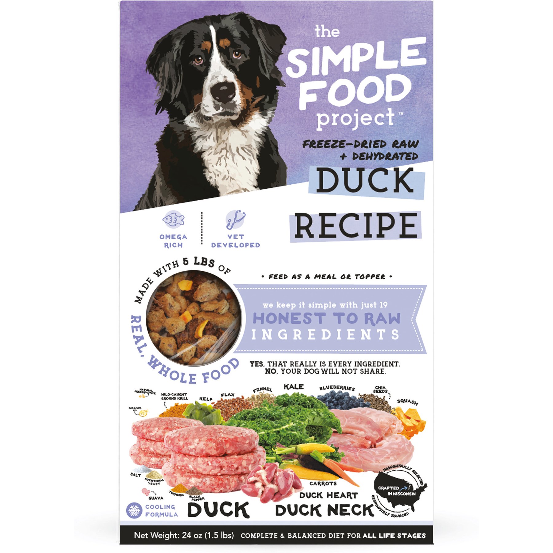 Simple Food Project Duck Recipe Freeze-Dried Dog Food, 1.5-lb box