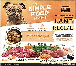 Simple Food Project Lamb Recipe Freeze-Dried Dog Food, 6-lb box