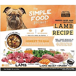 Simple Food Project Lamb Recipe Freeze-Dried Dog Food, 6-lb box