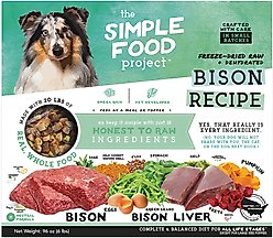 Simple Food Project Bison Recipe Freeze-Dried Dog Food, 6-lb box