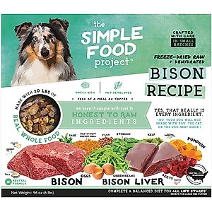 Simple Food Project Bison Recipe Freeze-Dried Dog Food, 6-lb box