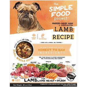 Simple Food Project Lamb Recipe Freeze-Dried Dog Food, 3-lb box