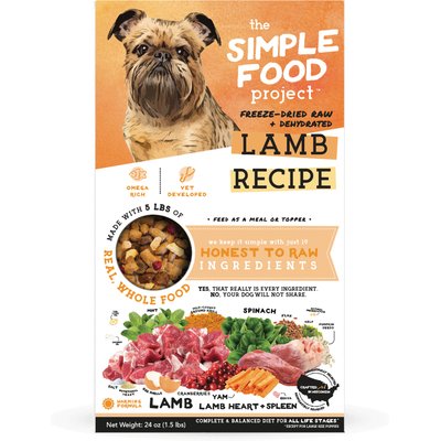 Simple Food Project Simple Food Project Lamb Recipe Freeze-Dried Dog Food, 1.5-lb box