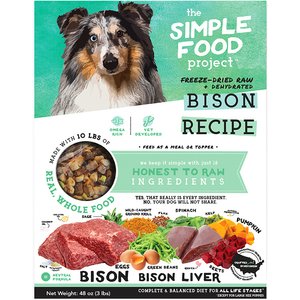Simple Food Project Bison Recipe Freeze-Dried Dog Food, 3-lb box
