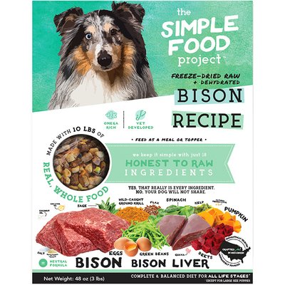Simple Food Project Simple Food Project Bison Recipe Freeze-Dried Dog Food, 3-lb box