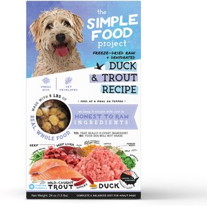 Simple Food Project Duck & Trout Recipe Freeze-Dried Dog Food, 1.5-lb box