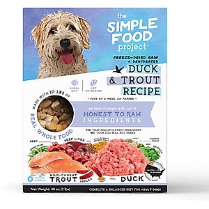 Simple Food Project Duck & Trout Recipe Freeze-Dried Dog Food, 3-lb box