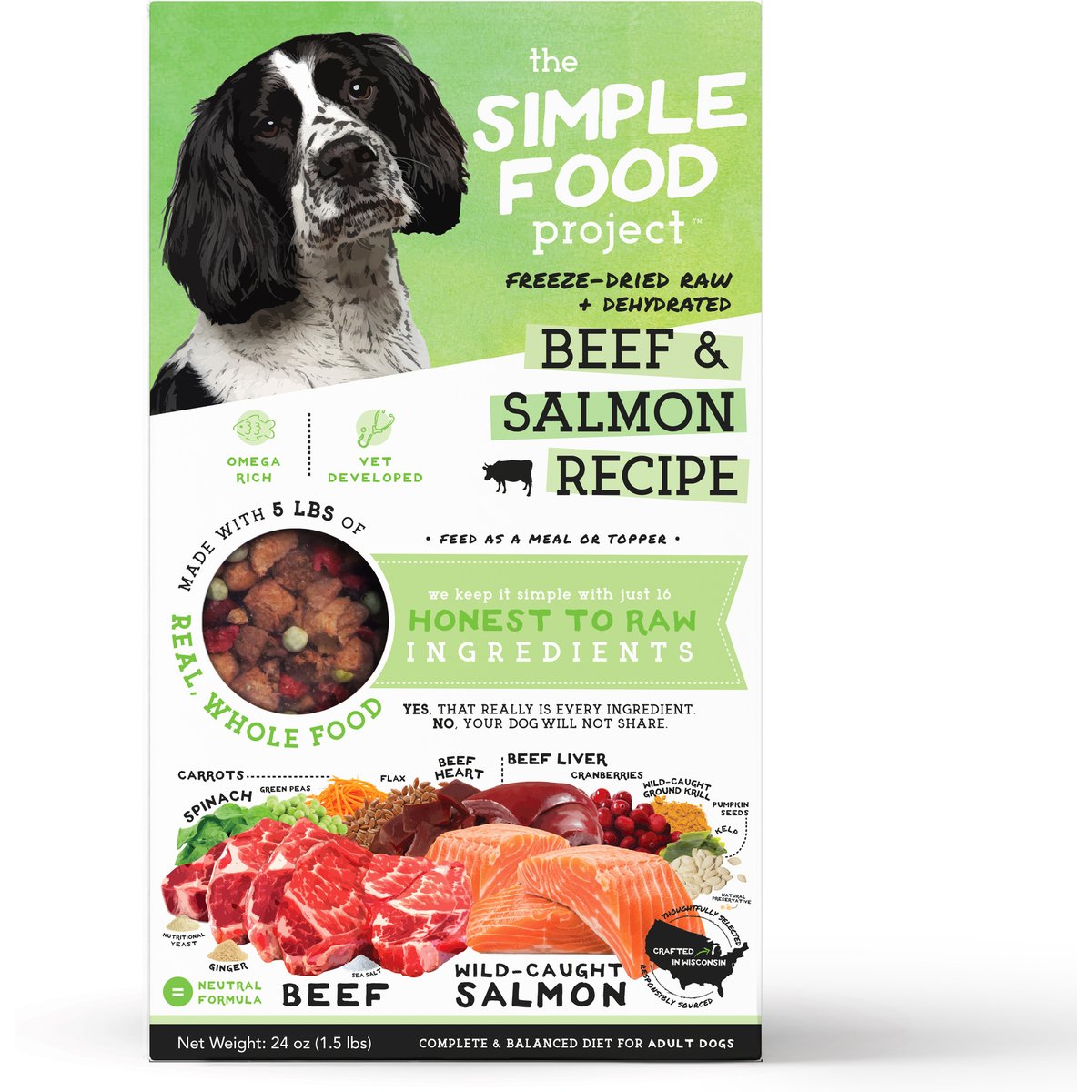 Simple Food Project Beef & Salmon Recipe Freeze-Dried Dog Food, 1.5-lb box