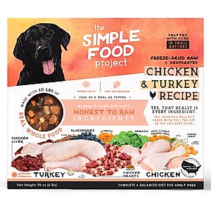 Simple Food Project Chicken & Turkey Recipe Freeze-Dried Dog Food, 6-lb box