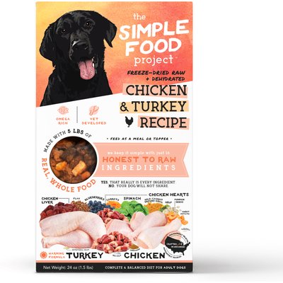 Simple Food Project Simple Food Project Chicken & Turkey Recipe Freeze-Dried Dog Food, 1.5-lb box