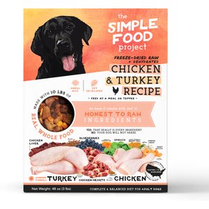 Simple Food Project Chicken & Turkey Recipe Freeze-Dried Dog Food, 3-lb box