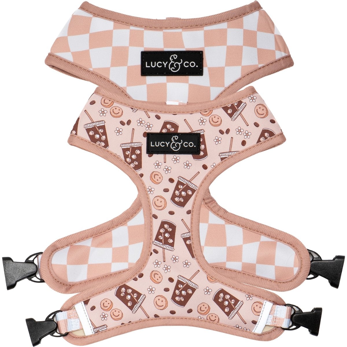 Lucy & Co. Iced Coffee SZN Reversible Dog Harness, X-Small: 12 to 15-in chest